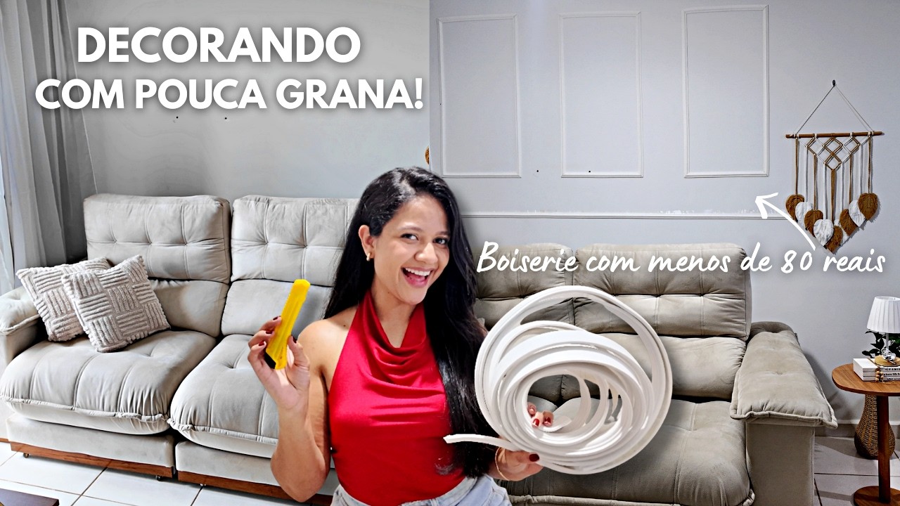Começou a TRANSFORMAÇÃO na nossa sala! Parede de boiserie (Quase deu errado, mostrando a realidade)