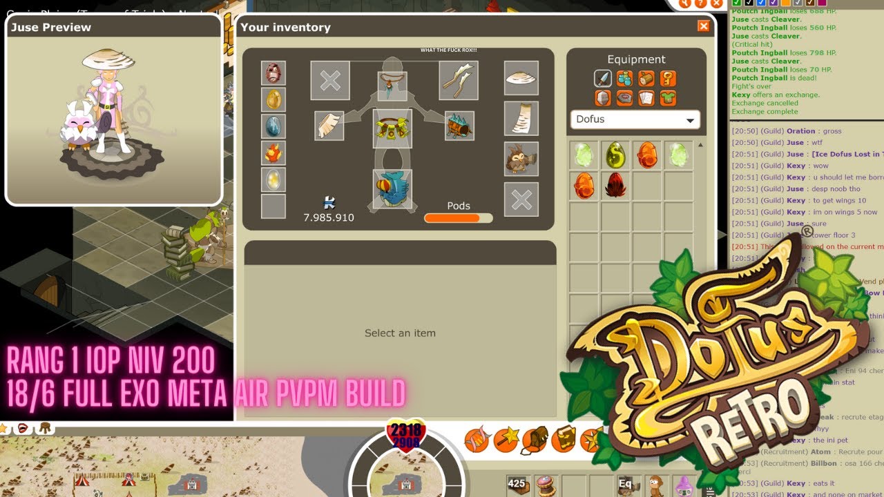Rang 1 Iop Air 18/6 PvPM 10K ROX TOUR 2!!!!!! META STUFF/PVP SORTS - Dofus Retro Temporis 2