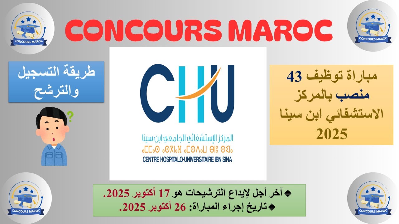 مباراة توظيف 43 منصب بالمركز الاستشفائي ابن سينا 2025