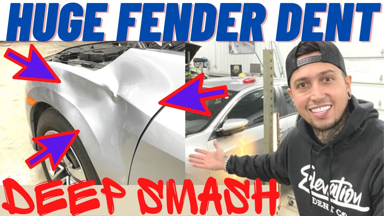 Ремонт огромной вмятины на крыле | PDR Deep Smash