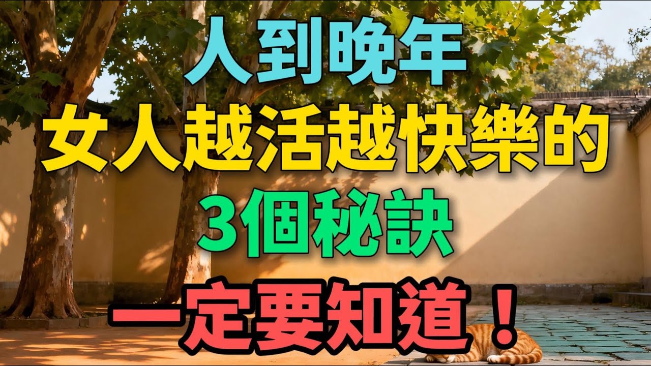 人到晚年 ，女人越活越快樂的3個秘訣，一定要知道！【晚晴拾光】#晚年生活 #中老年生活 #人生智慧 #生活經驗 #情感故事 #女性成長 #幸福人生 #退休生活