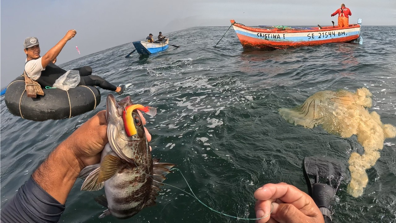 EN EL MAR AGITADO,PROBAMOS A LA CABRÍA,CON LOS SEÑUELOS!!