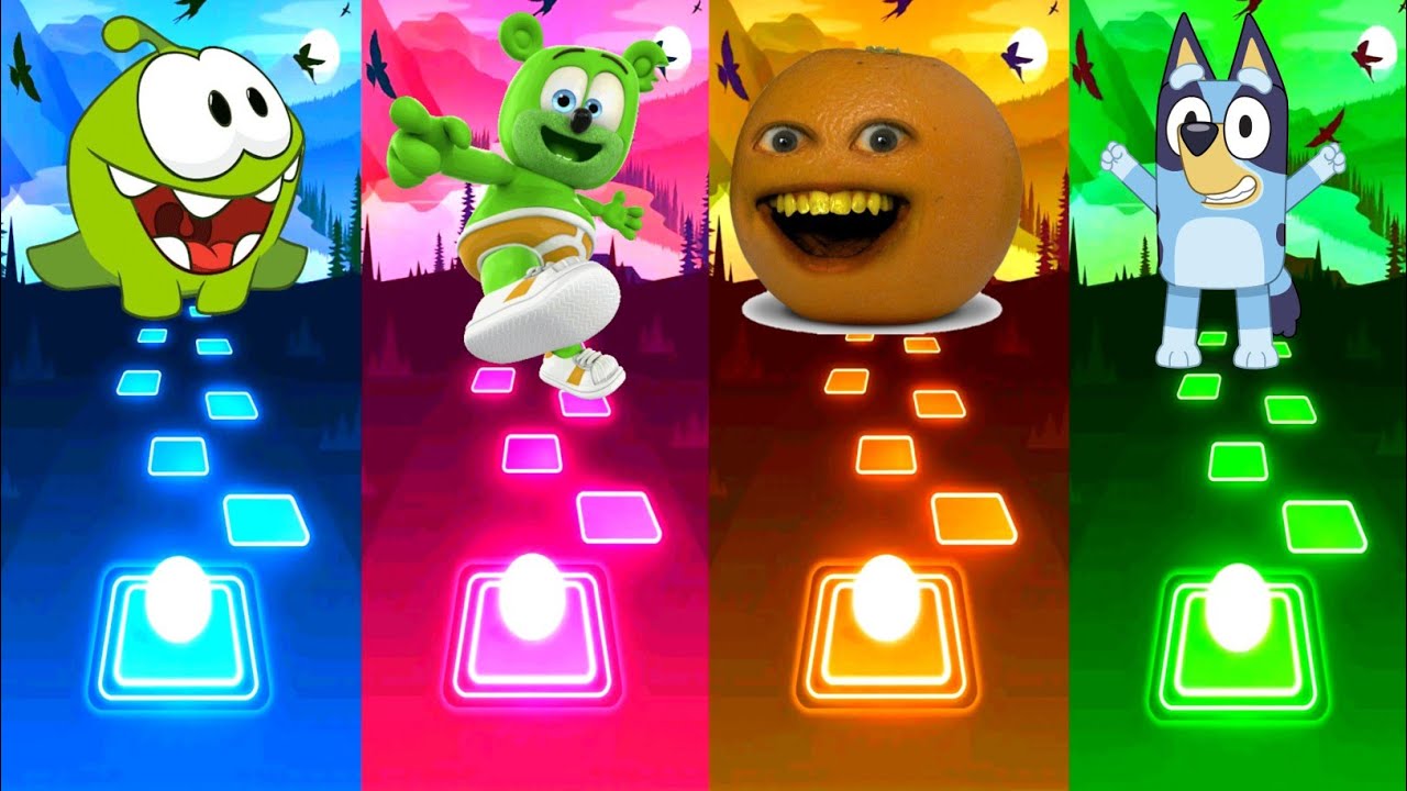 Om Nom Stories vs Gummy Bear vs Annoying Orange vs Bluey - Tiles Hop EDM Rush