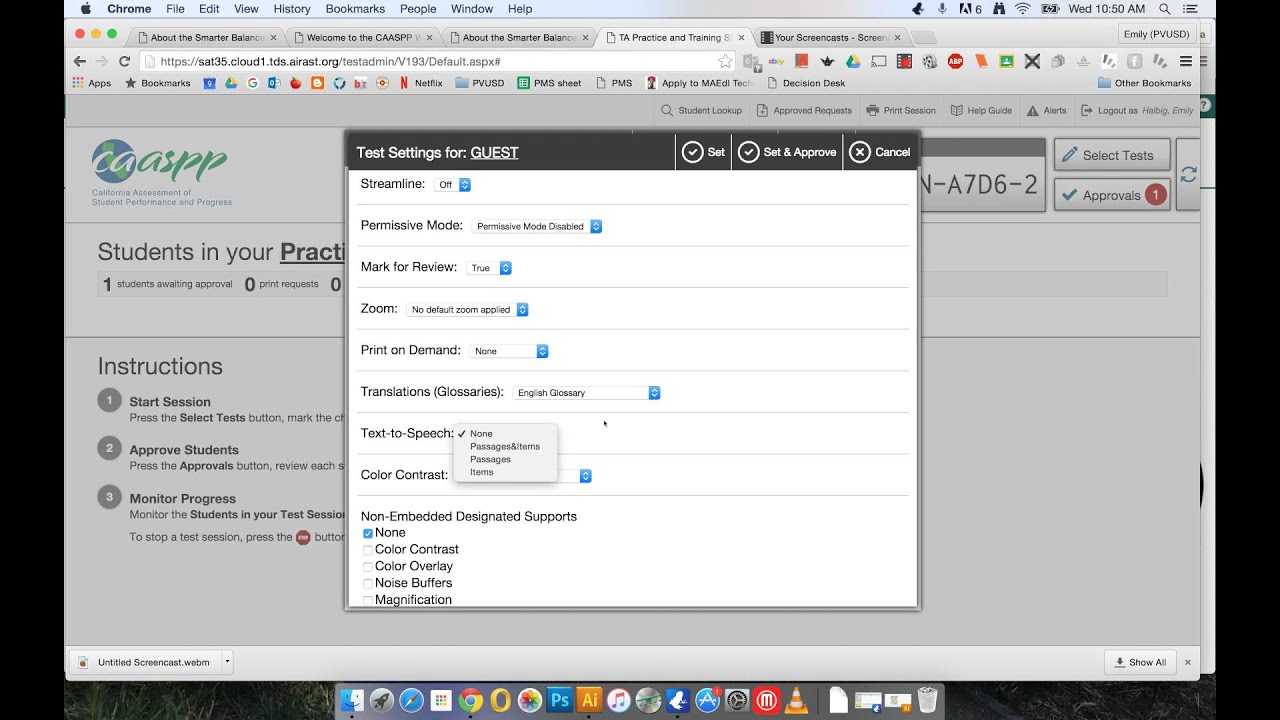 CAASPP approval and designated supports (for teachers)