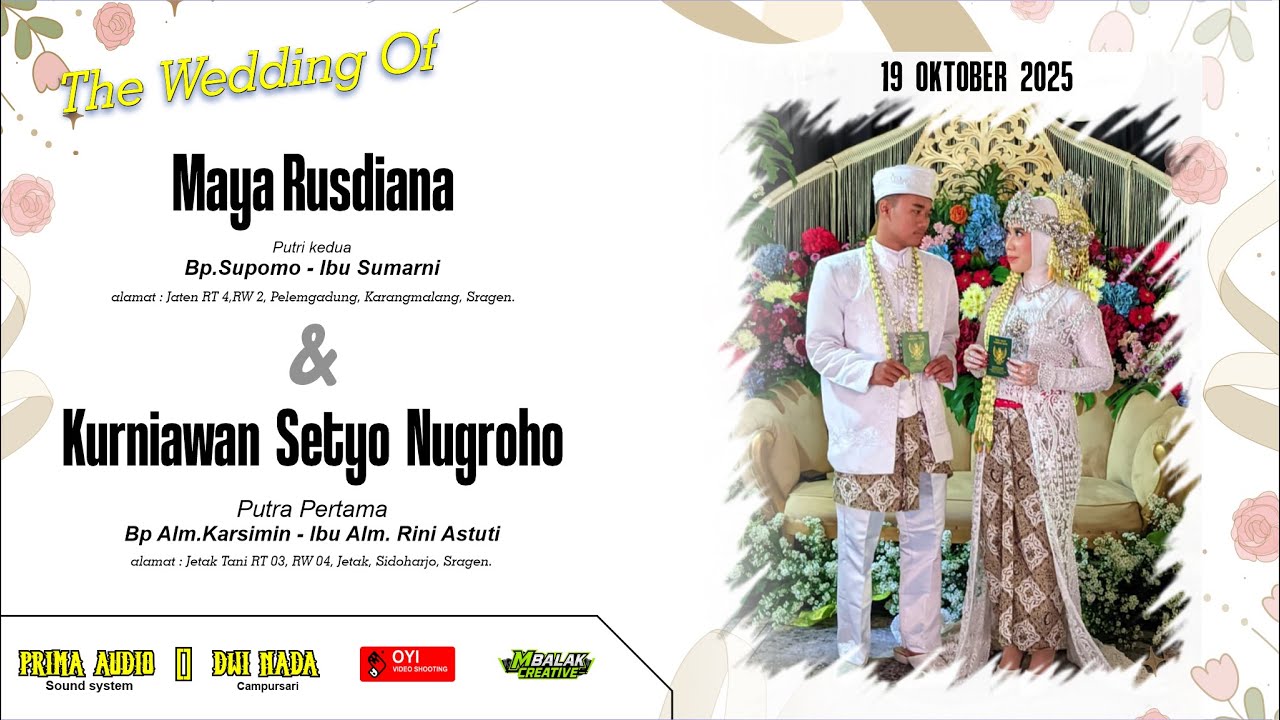 LIVE wedding Maya & Kurniawan. Jaten, 19 Oktober 2025
