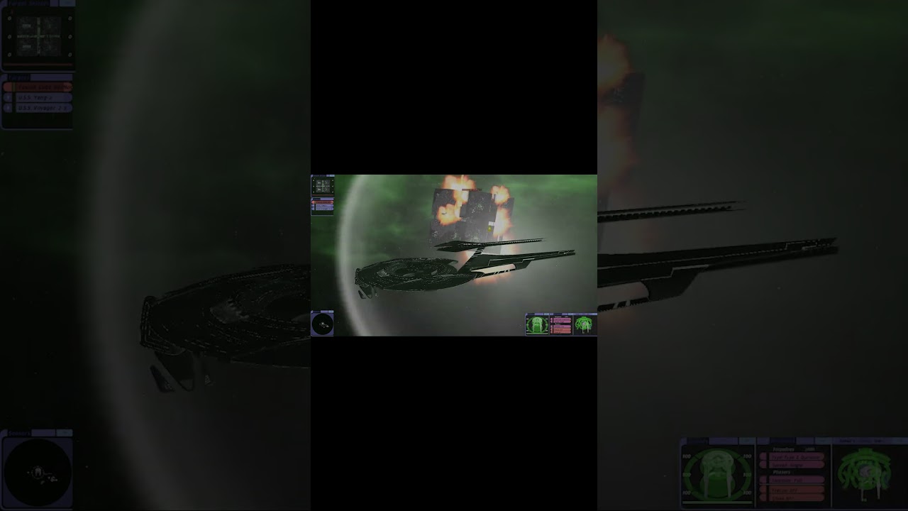Star Trek Bridge Commander Remastered Voyager J & Kirk Class & USS Yang VS Borg Fusion Cube