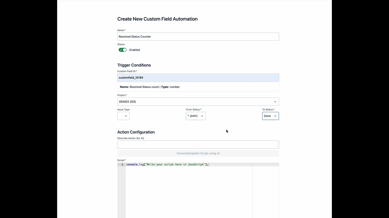 Custom Field Automation in Atlassian Jira