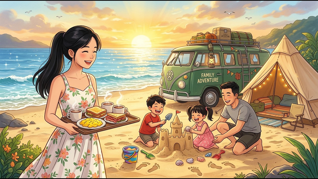 Camper Van Life | Perfect Family Day at the Seaside, Studio Ghibli 