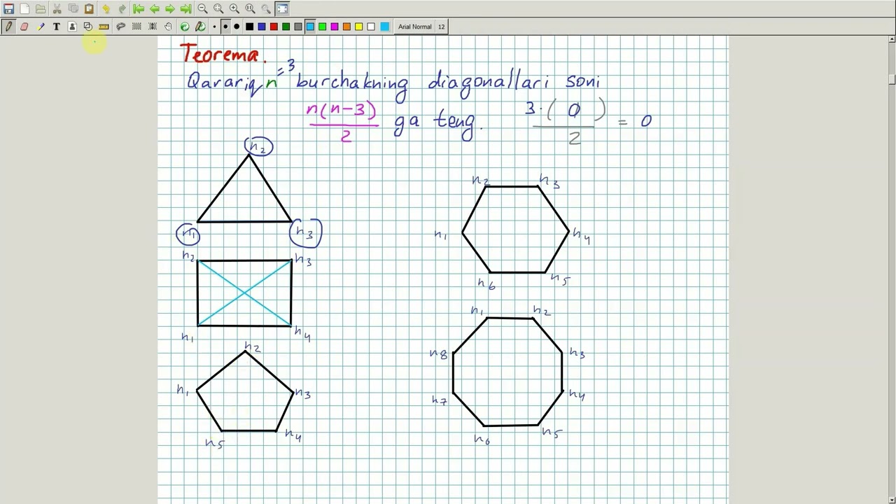 Qavariq ko'pburchak. Ko'pburchakning diagonallari. To'rtburchak. Geometriya 8-sinf. 2-dars