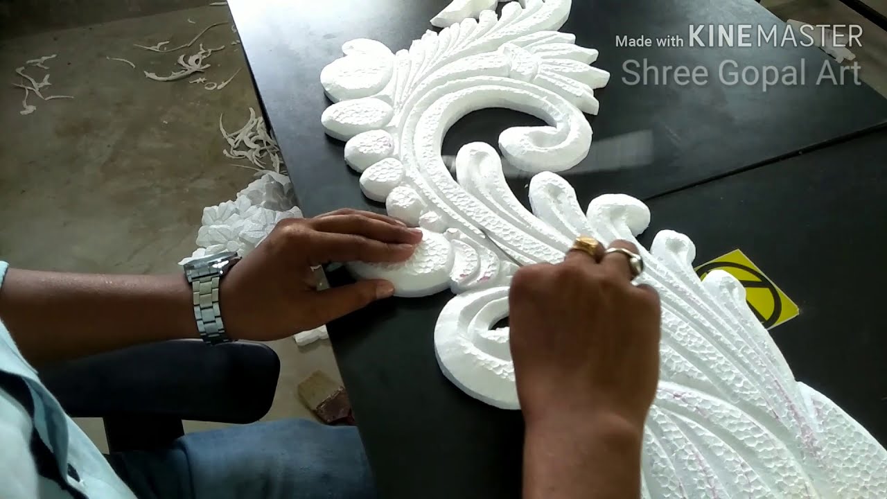 Ganesh puja decoration #thermocoldesign #thermocolcarving #peacockdesign. #ganeshpujadecoration