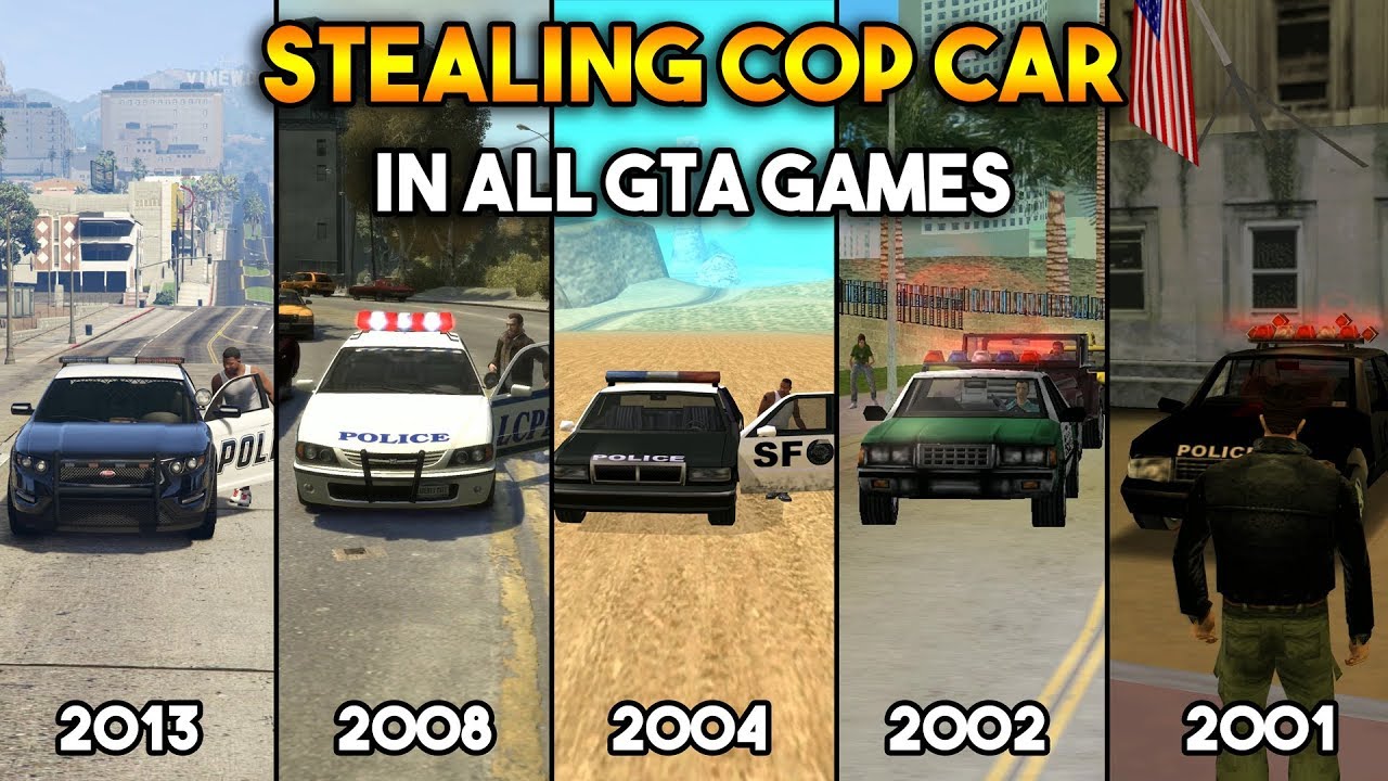 GTA: УГОН ПОЛИЦЕЙСКОЙ МАШИНЫ ВО ВСЕХ ИГРАХ GTA!