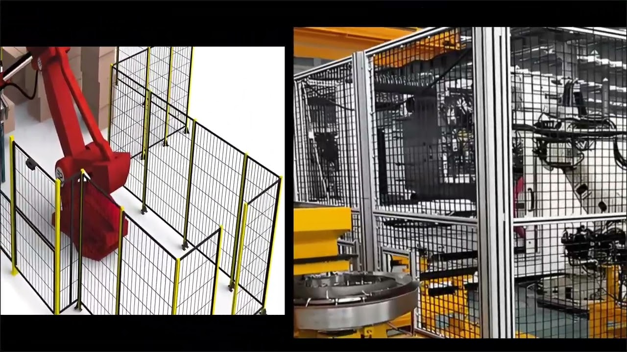 Industrial Steel Metal Wire Mesh Fencing Welded Robot Safety Fencing 1.8M