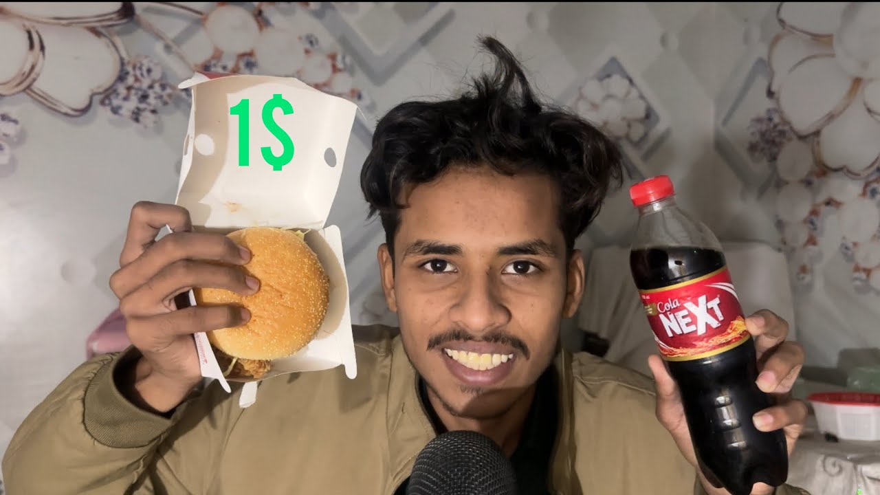 ASMR Eating 1$ Zinger Burger 🍔 