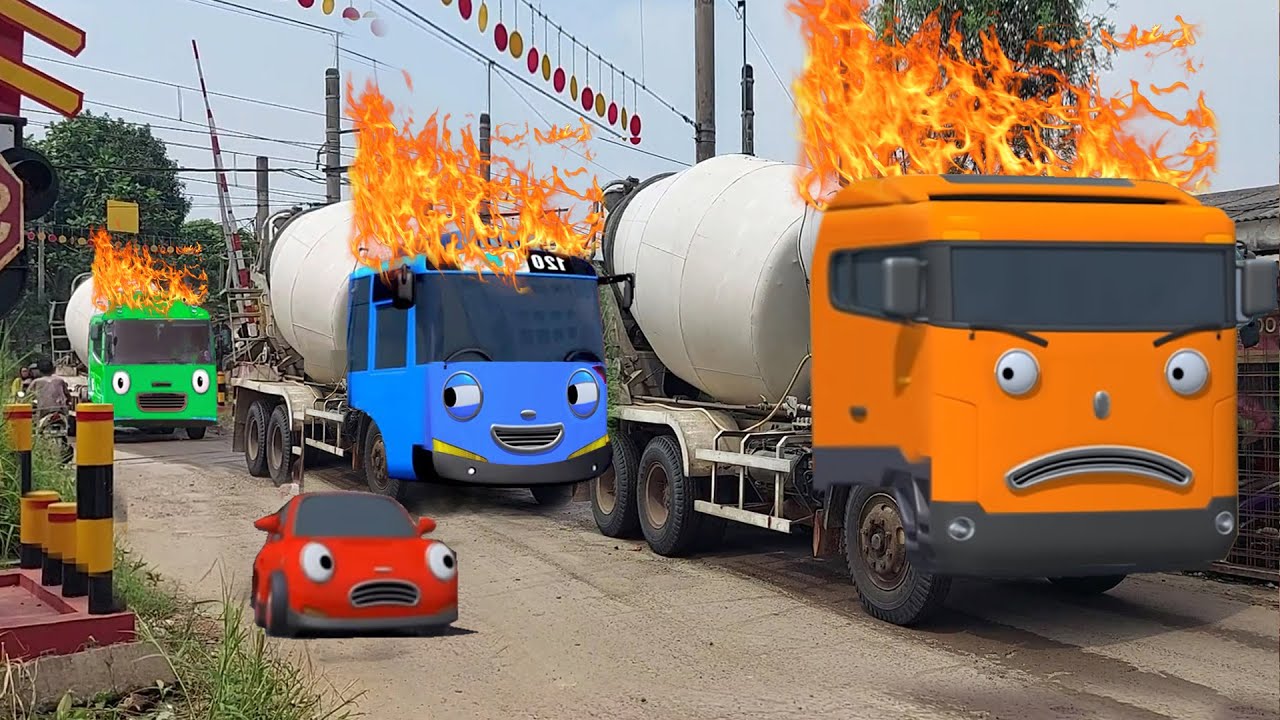 Wow Ada Truk Kontainer Besar, Truk Tangki, Truk Molen, Bus Telolet Mirip Gani, Tayo Dan Teman Teman