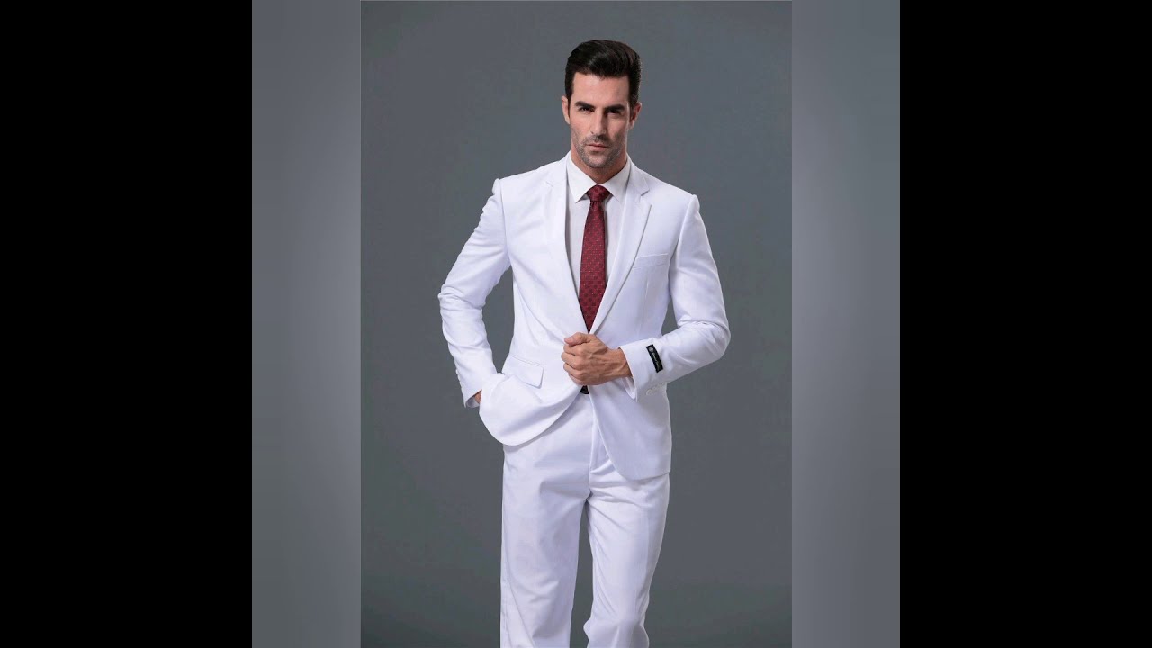 بدل رجالى بدرجات الأبيض المناسب للحفلات والأعراس