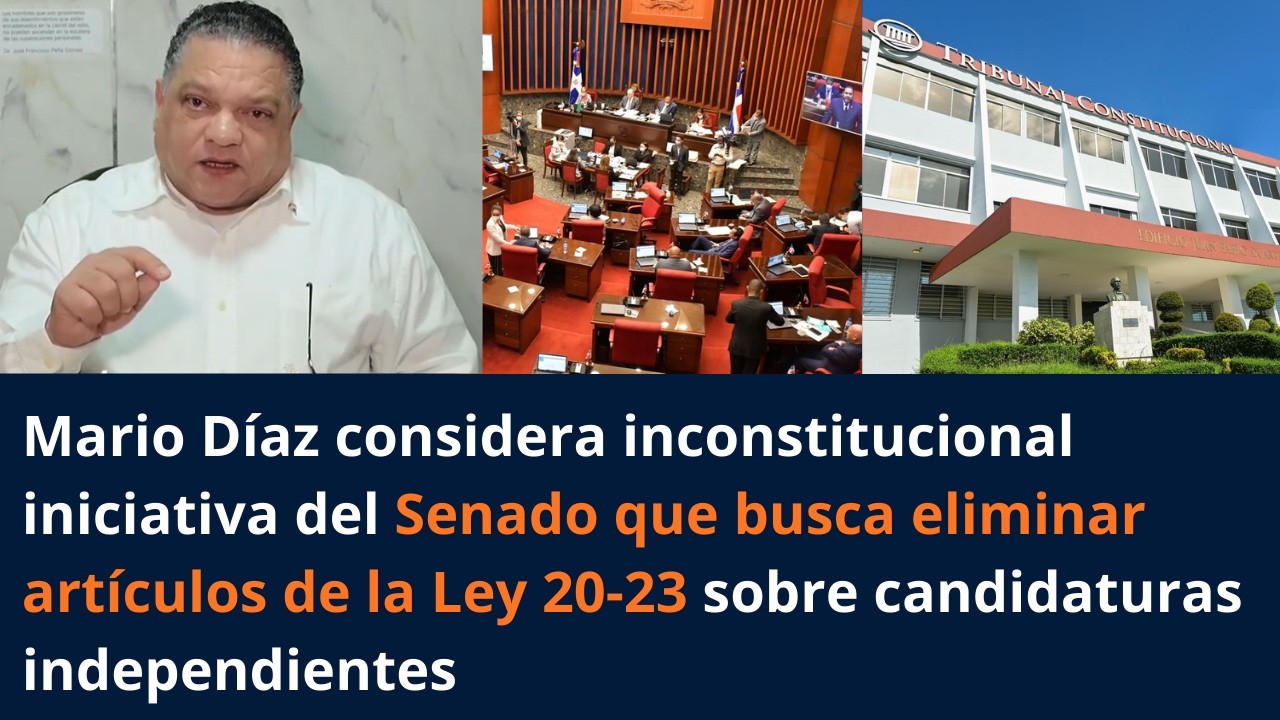 Mario D&iacute;az: buscan eliminar art&iacute;culos de la Ley 20-23 de candidaturas independientes