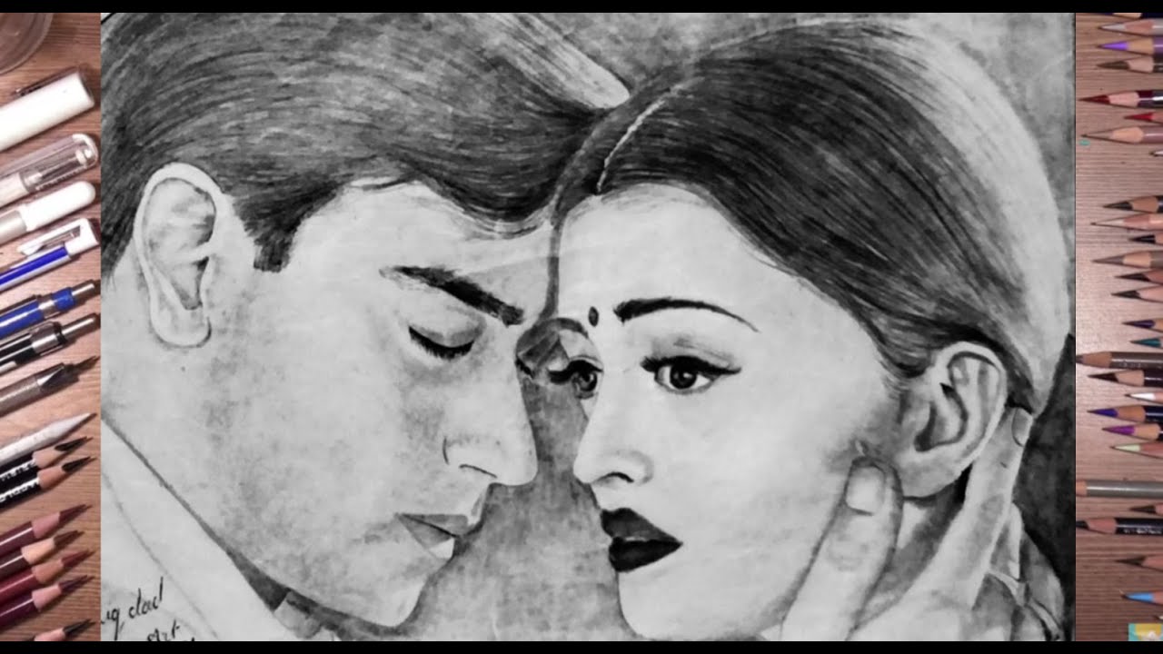 Punjabi Mast song, Ajay and Aishwarya's Portrait Drawing.