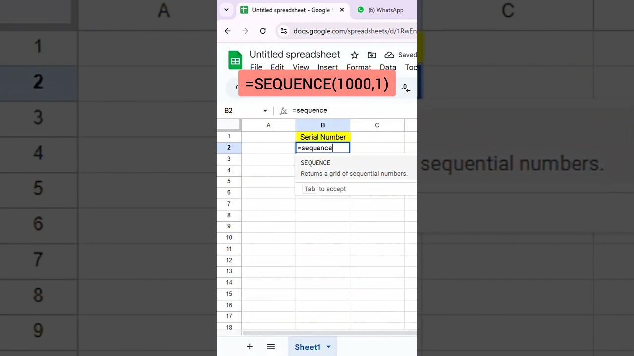 Excel SEQUENCE Formula | 1 to 1000 Numbers in One Second ⚡ 