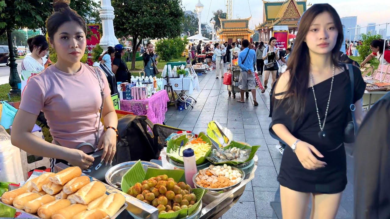 Best CAMBODIAN Street Food Tour Collection 2025 - Walking tour at Riverside Food Market, Phnom Penh