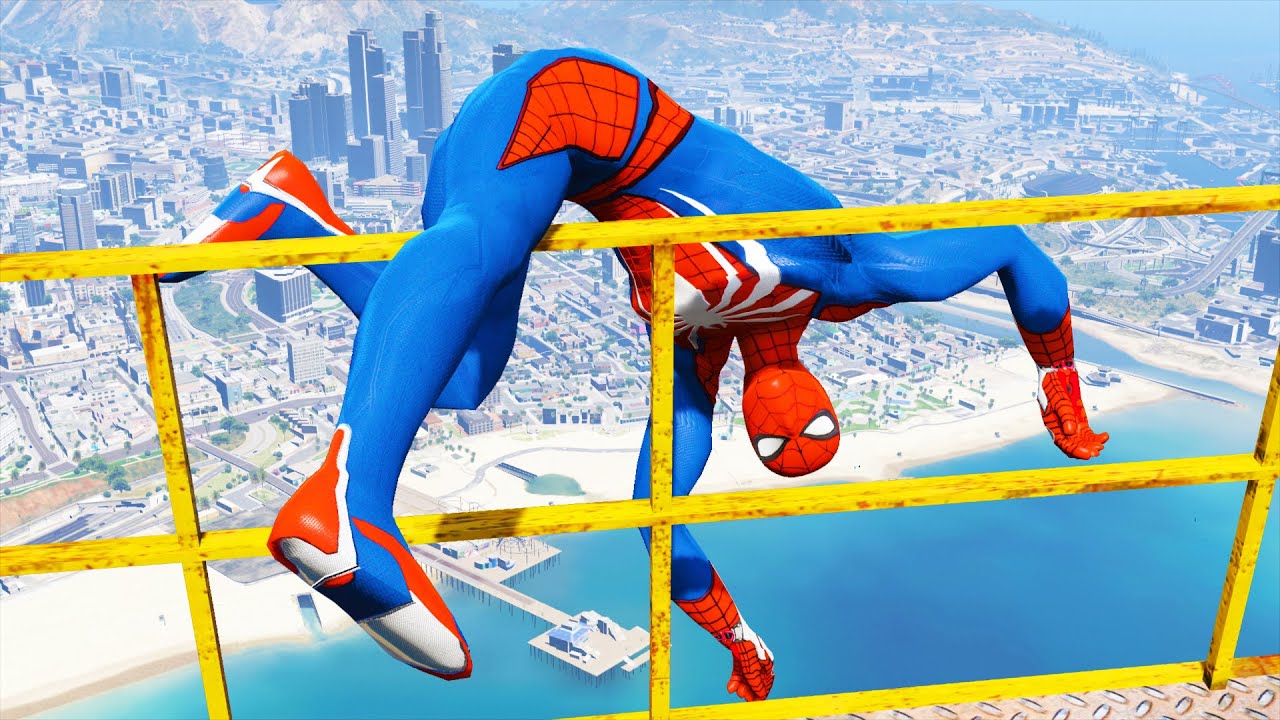 SPIDERMAN FUNNY EPIC JUMPS/FALLS #4 (GTA 5 Spider-Man Fails)