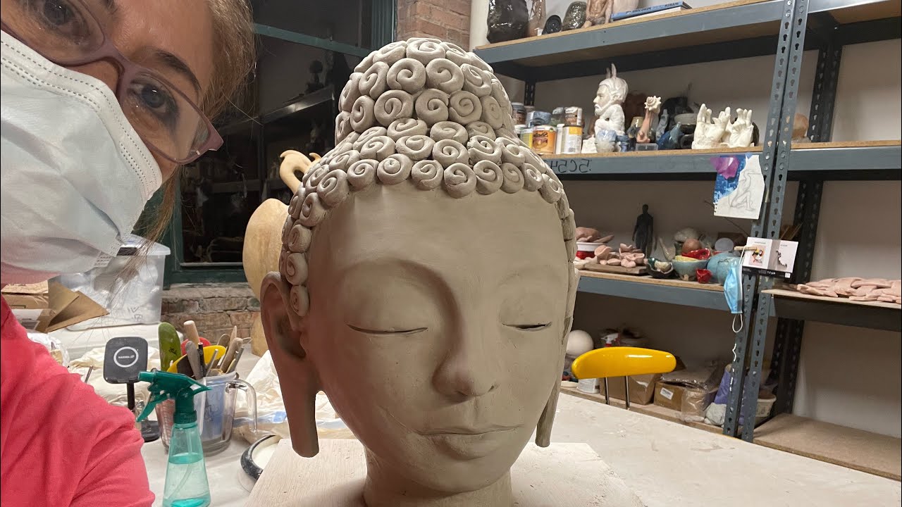 Sculpting Stoneware clay Buddha hollow. #sculpture #ceramic #art #clayart #handmade #arts