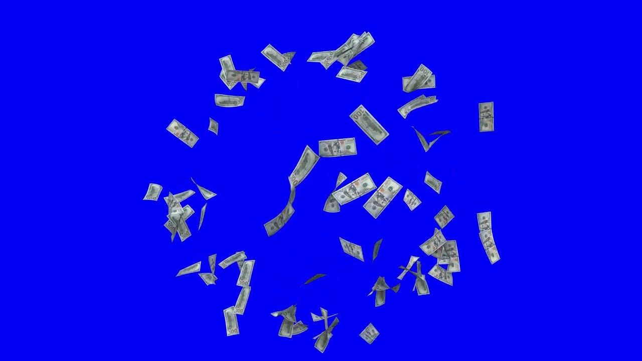 Money explosion green screen 4K