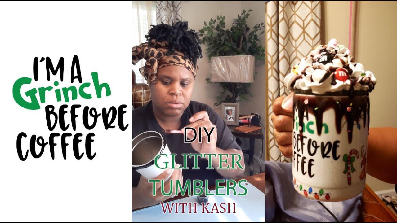 DIY Glitter Tumbler Tutorial - Christmas Cup Hot Chocolate Whip cream Drip Part 1