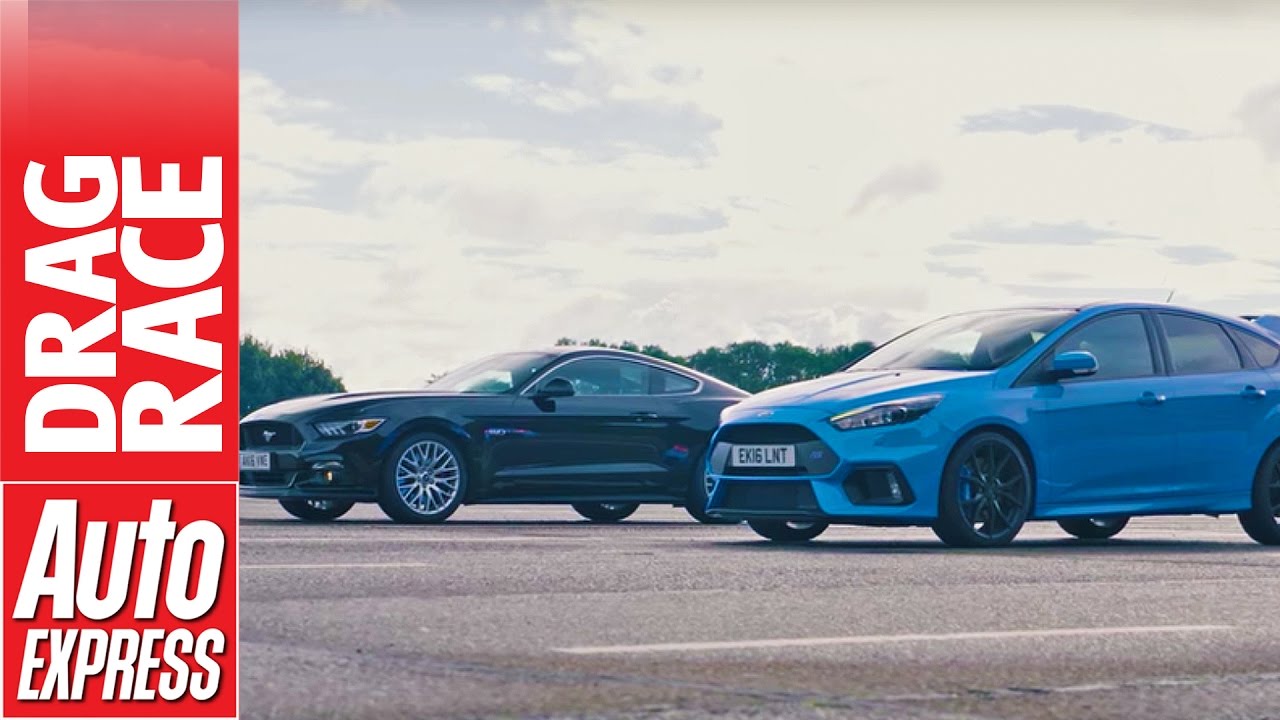 Ford Focus RS vs Ford Mustang drag race: hot hatch upstart takes on muscle car icon