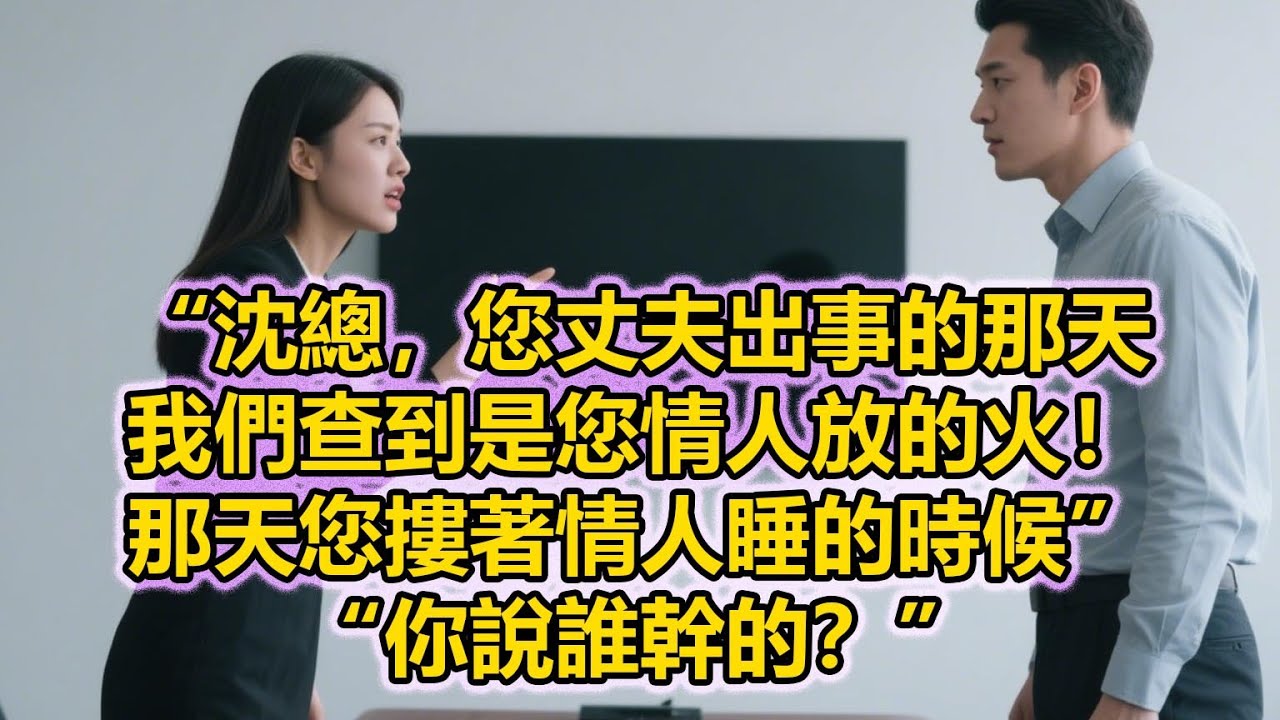“沈總，您丈夫出事的那天，我們查到是您情人放的火！那天您摟著情人睡的時候”，“你說誰幹的？”