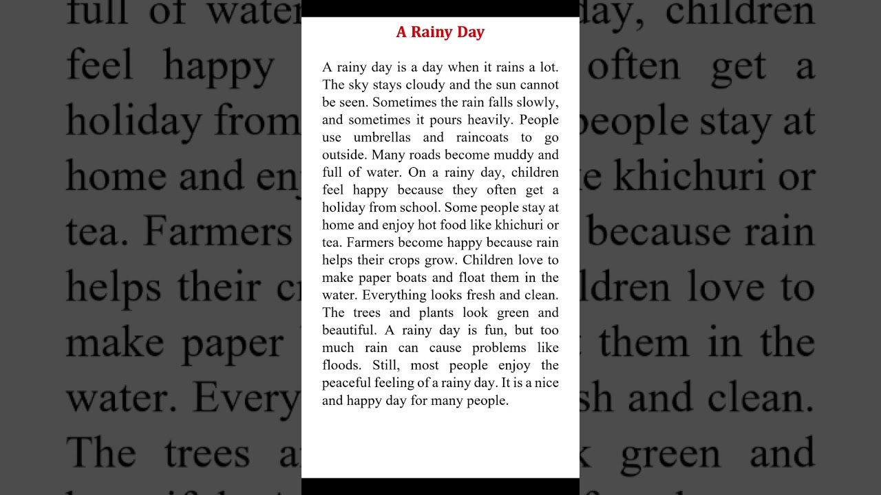 A Rainy Day Paragraph | A Rainy Day | Paragraph | Paragraph Writing | Paragraph for classes 6 to 10
