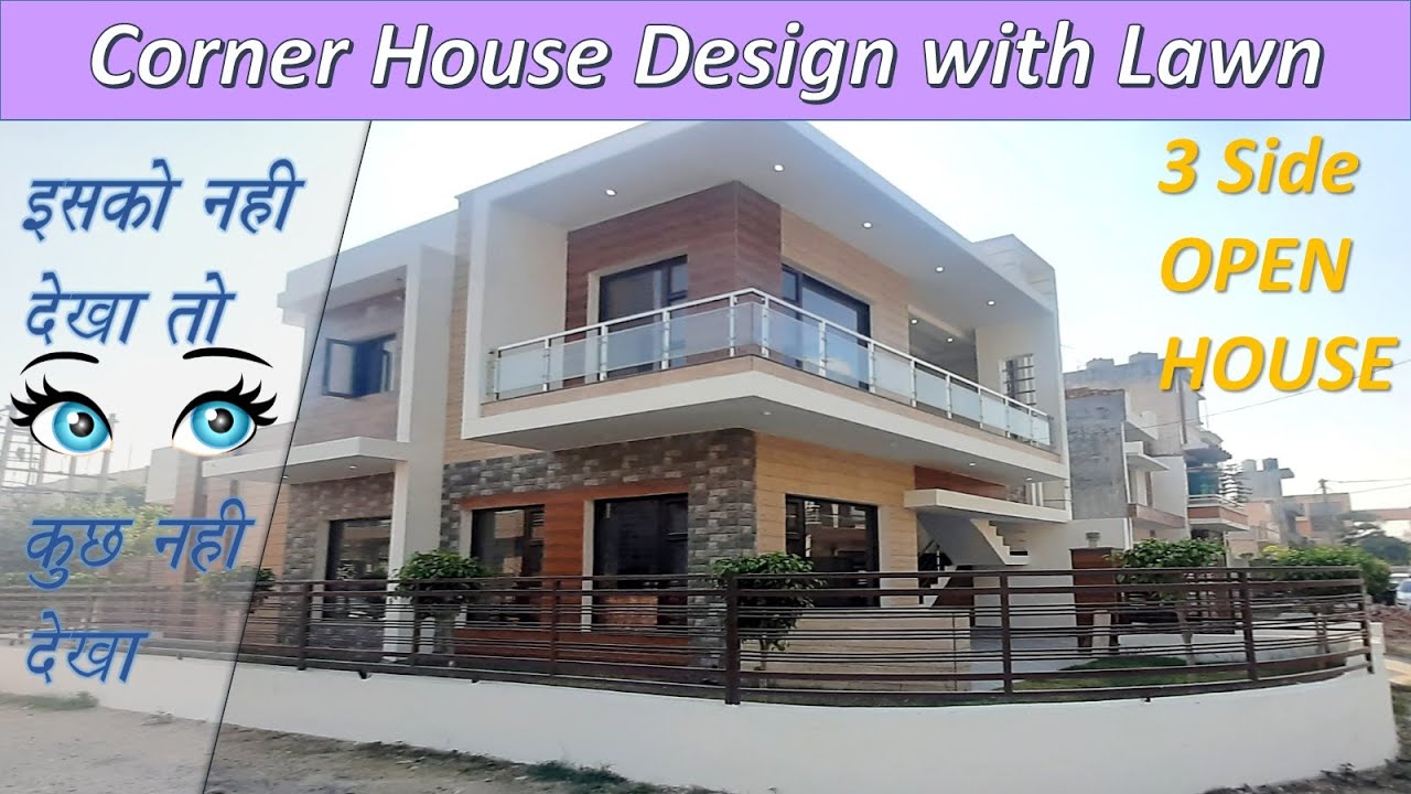 Small Simple Modern Corner House  Design in India |Corner house elevations design in india 170 Gaj