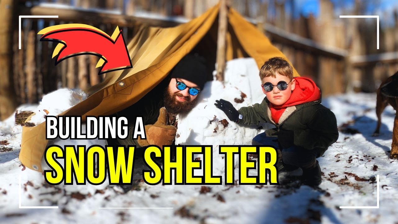Building a Snow Shelter using only a bucket and a tarp.