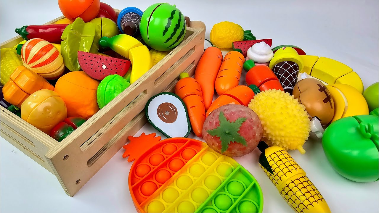 食材 野菜切り＆フルーツ切り | 木製 Drop Fruit, ASMR wooden fruits,ASMR toys fruit and vegetables