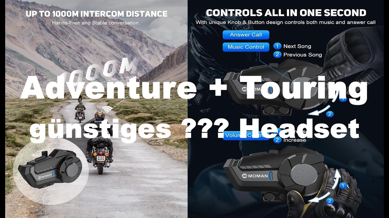 Motorrad Adventure Touring- Vorstellung günstiges Headset Moman - für 2 Helme was taugt es ???
