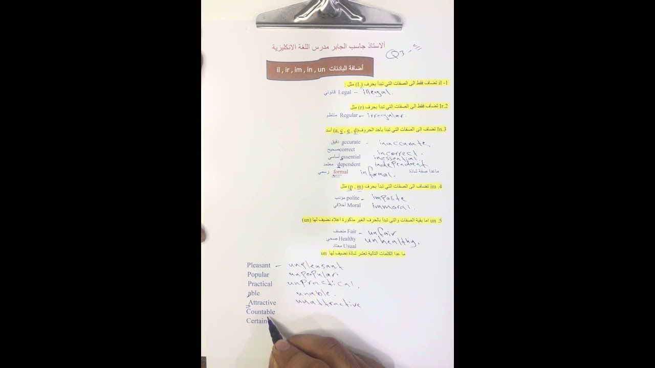 أضافة البادئات #السادس_الاعدادي #الانكليزي