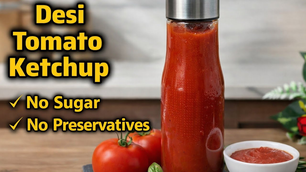 No Sugar Tomato Ketchup | 100% Natural & Kids Safe Recipe| healthy tomato catchup 