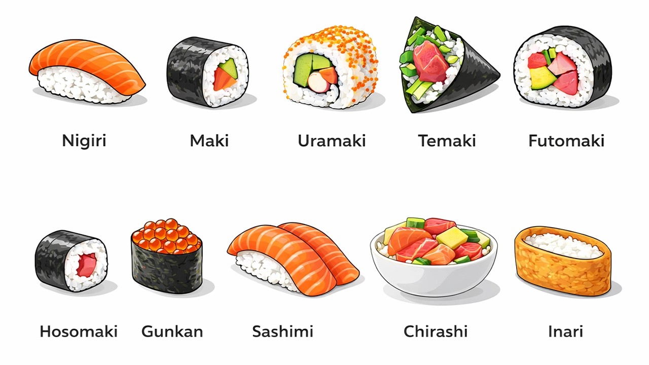 CADA TIPO de Sushi EXPLICADO en 4 Minutos 