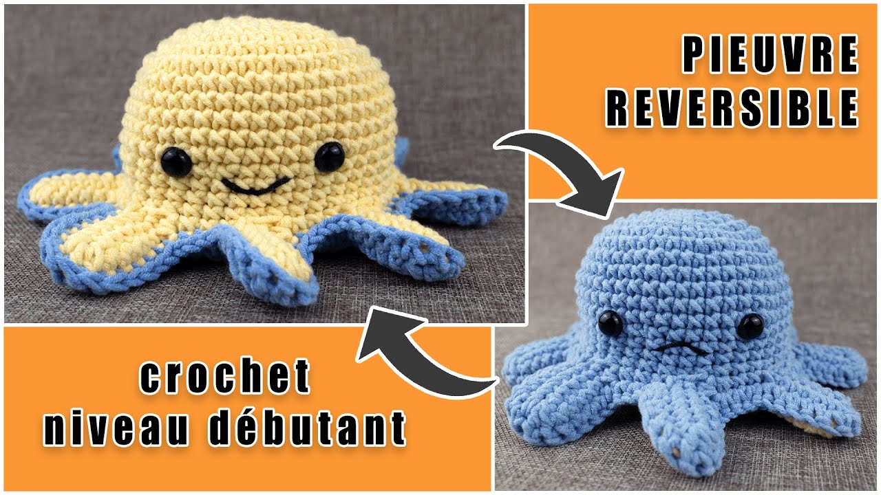 Faire une PIEUVRE REVERSIBLE au crochet - AMIGURUMI 😍 Tuto Pas à Pas 🎨😍