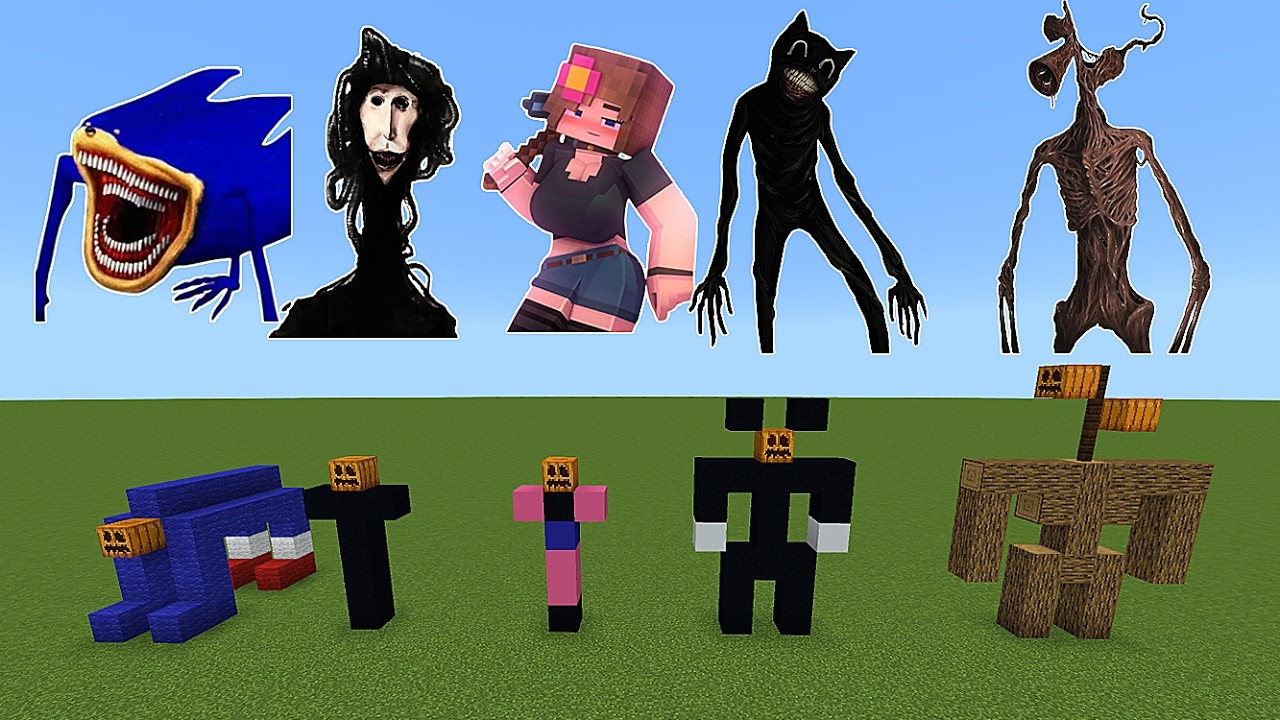Never Spawn Shin Sonic The Locust Jenny Dweller Cartoon Cat and Siren Head in Minecraft