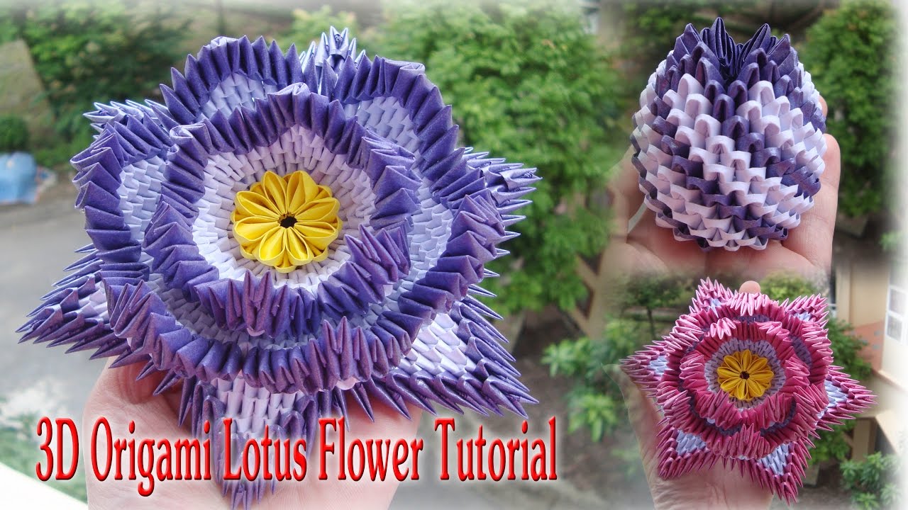 How To Make 3D Origami Lotus Flower , paper lotus flower | Cómo hacer la flor de Lotus de Origami 3D