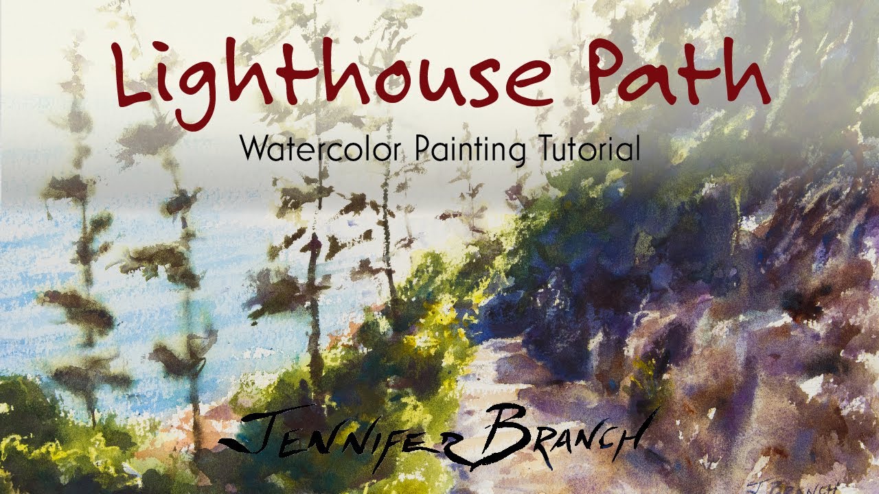 Watercolor Painting Tutorial, Lighthouse Path