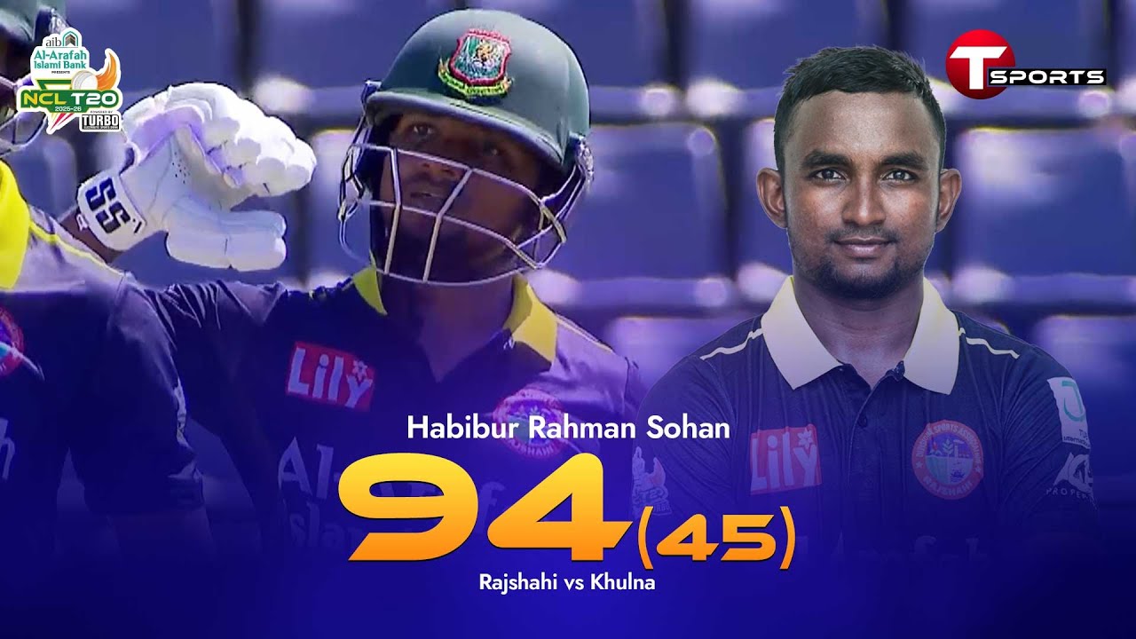 94 off 45 balls! 6 sixes, 10 fours - Habibur Rahman Sohan on fire | NCL T20 | T Sports
