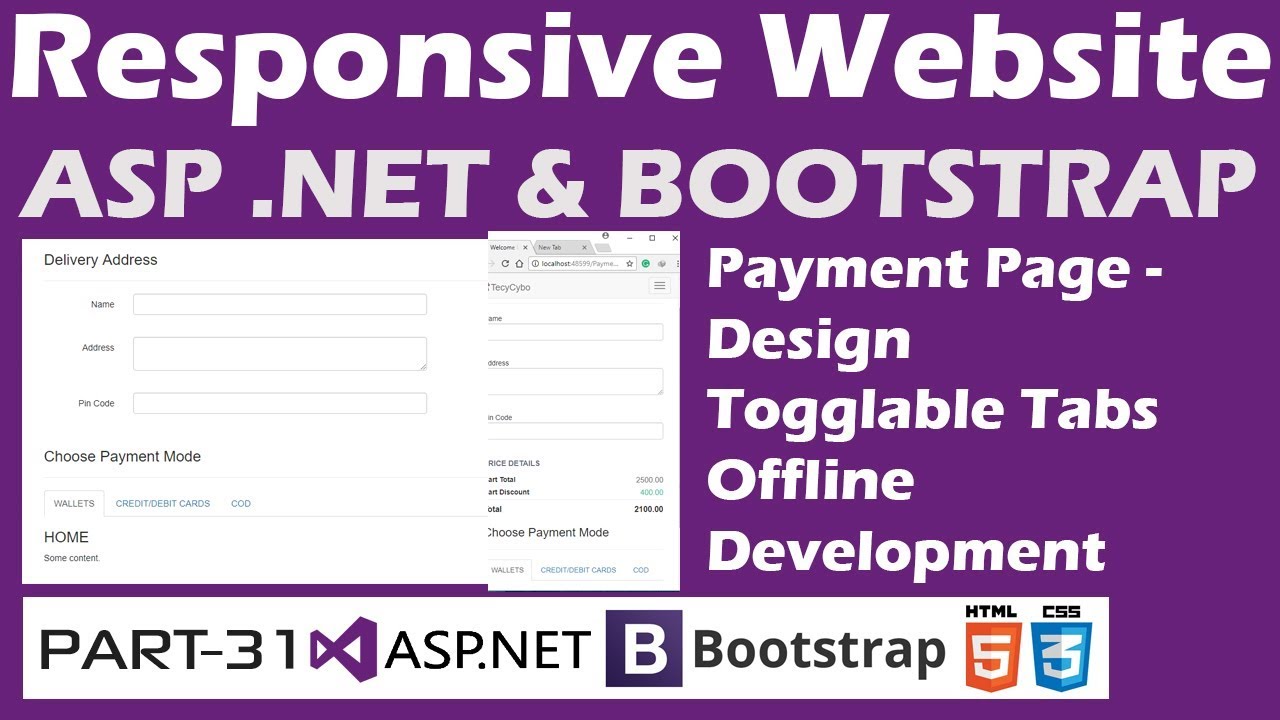 Responsive Website-ASP.NET&Bootstrap-Part 31-Online Shopping Site-Payment Page Design-Togglable Tabs