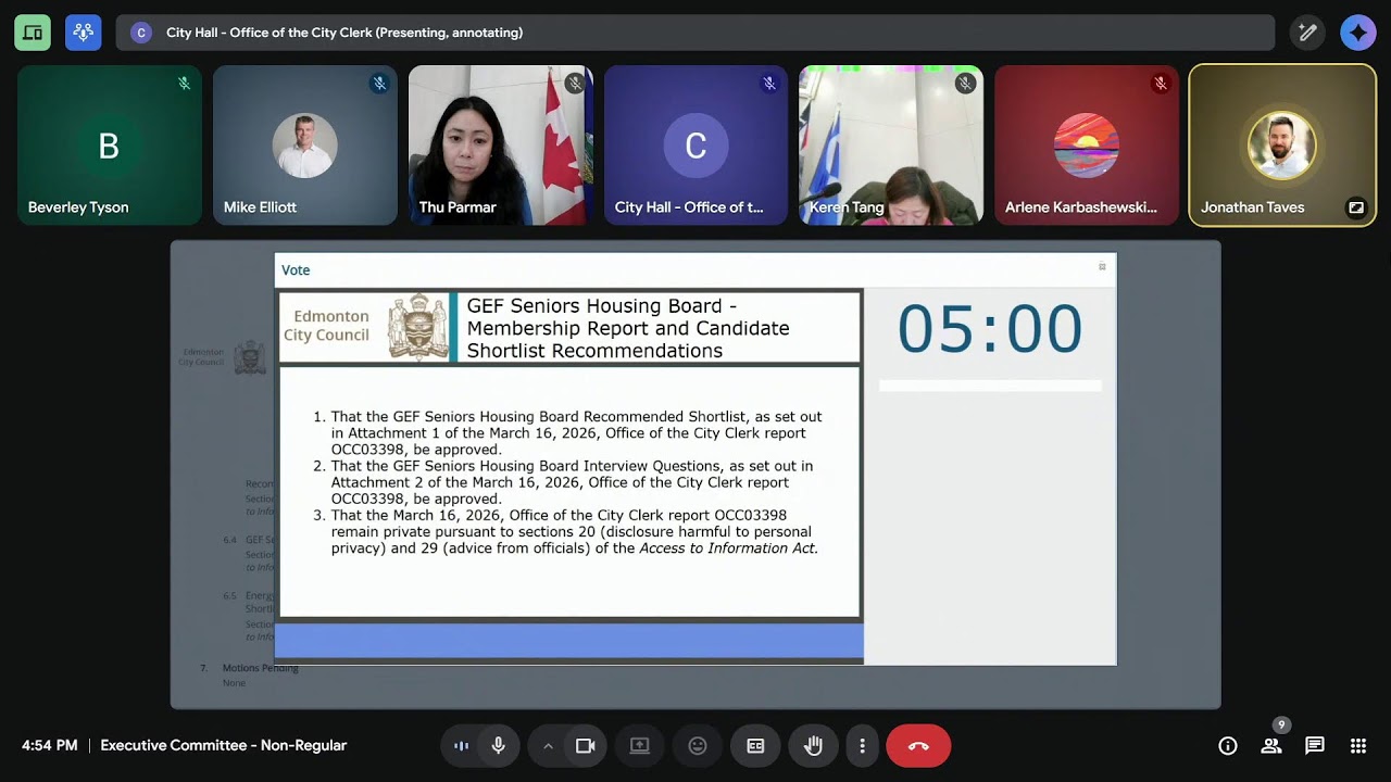 March 16, 2026 - Executive Committee - Non-Regular - (Civic Agency Shortlisting)