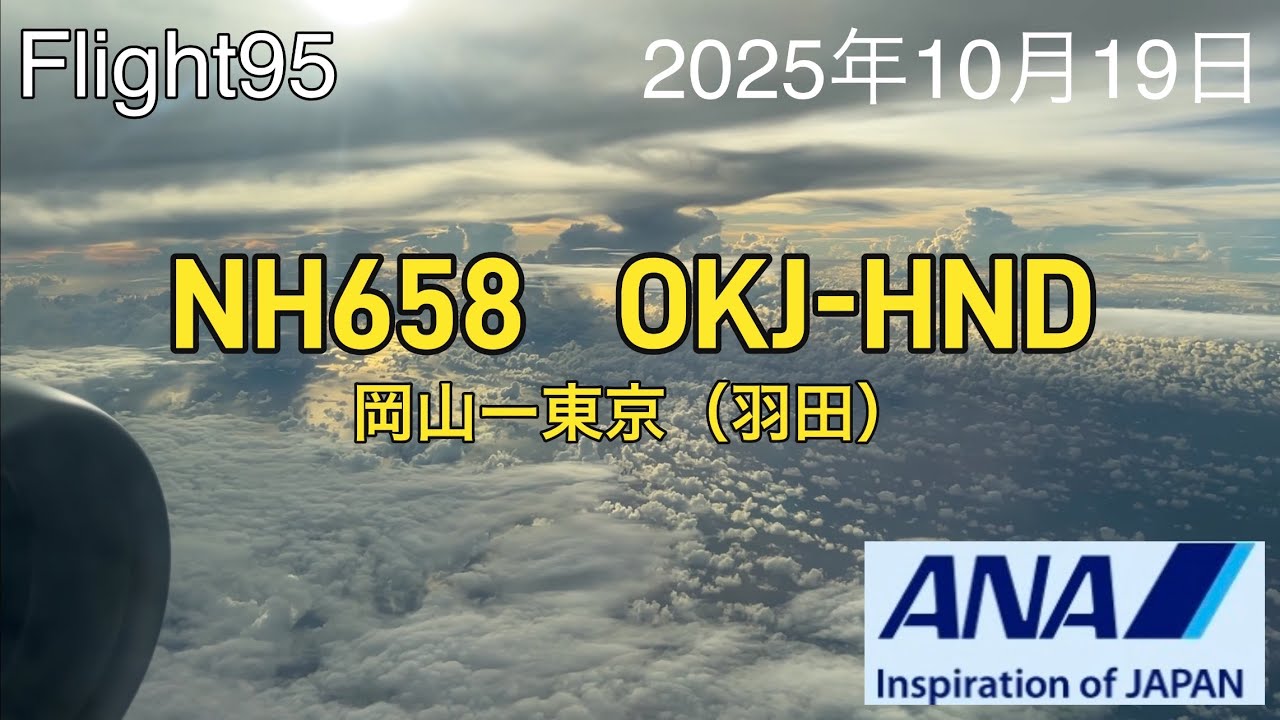 2025 Flight095  岡山出張からの戻りフライト、岡山空港を探索しANA658便 Airbus A320プレミアムクラス搭乗、羽田空港誘導灯イルミネーションが綺麗でした