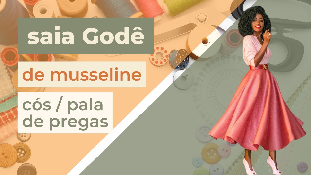 MODELAGEM E CORTE DA SAIA GODÊ NO TECIDO MUSSELINE/ FIZ A PALA COM PREGAS