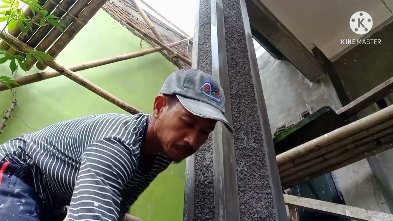 Relief tiang teras motif kasar ala minimalis