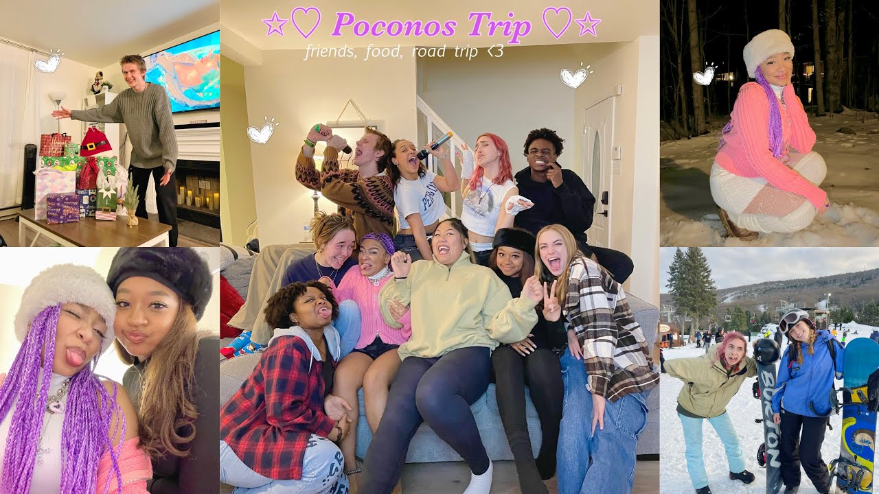 Poconos Trip: pack with me, friends, road trip, and food etc! ⛷️💗🧸