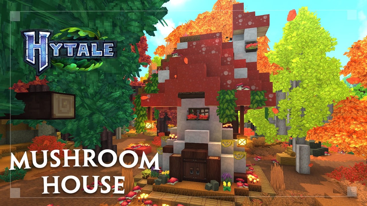 How to build a Cozy Mushroom House in Hytale! (Relaxing Gameplay)