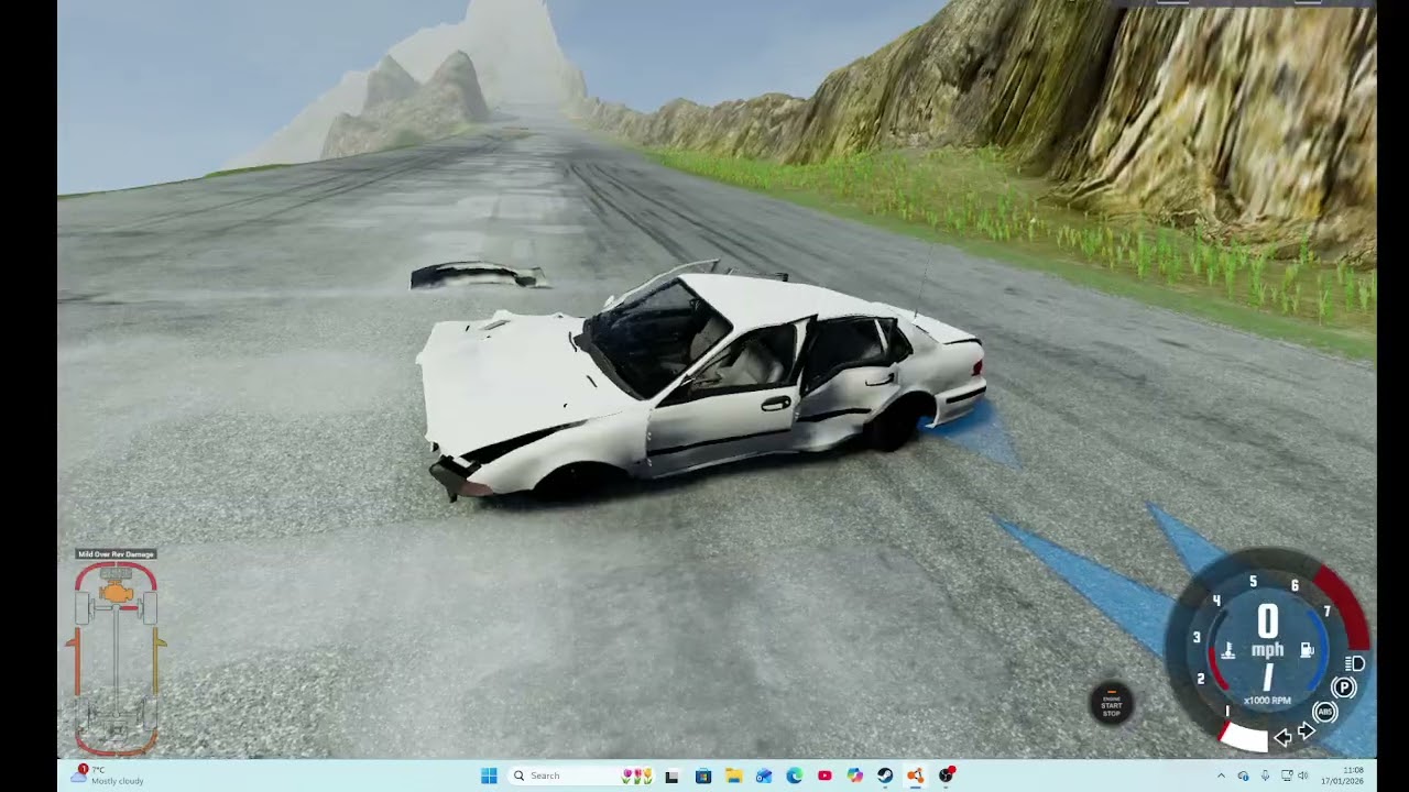 driving down a cliff